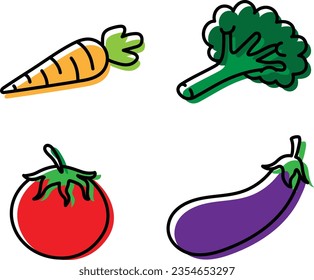 Juego de iconos de imágenes prediseñadas para vegetales