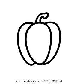 Vegetable collection - bell pepper. Line icon of whole sweet pepper. Vector Illustration 