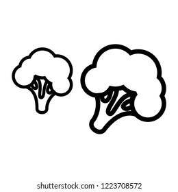 Colección vegetal - brócoli. Icono de línea de dos cabezas de brócoli o coliflor. Ilustración vectorial 