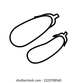Vegetable collection - eggplant. Line icon of two whole eggplants. Vector Illustration 