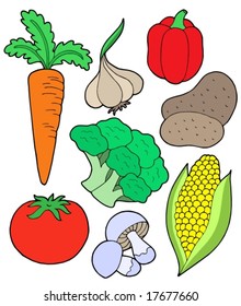 Vegetable collection on white background - vector illustration.