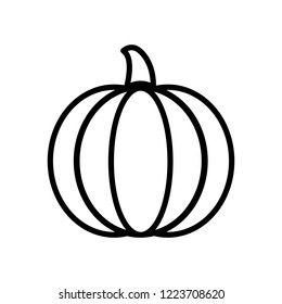 Vegetable collection - pumpkin. Line icon of big whole pumpkin. Vector Illustration 