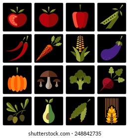Vegetable color icons set. Vector illustration