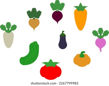 vegetable color silhouettes vector icon set