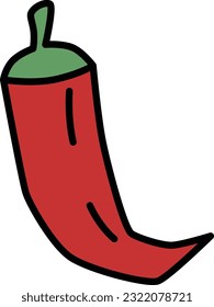 Vegetable color single item icon Chili pepper