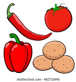 Vegetable colored doodle. Hand drawn sketch. Vector illustration isolated on white background