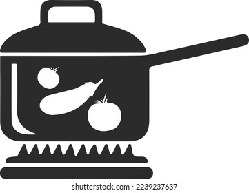 Vegetable cooked icon, cooking vegetable icon black vector