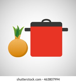 vegetable with cooking pot icon, vector illustration