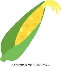 Vegetable corn. Cartoon style illustration.