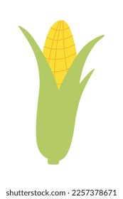 chapa de maíz vegetal doodle ilustración plana aislada en fondo blanco. Diseño gráfico de vectores