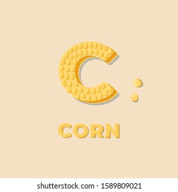 Vegetable "Corn" lettering poster design. Vector illustration.