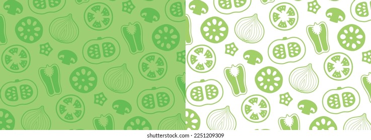 Vegetable cross sections pattern illustration