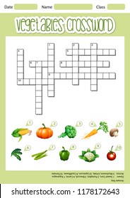 Vegetable crossword sheet template illustration