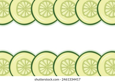 Vegetable cucumber border or slice of cucumber frame banner with copy space