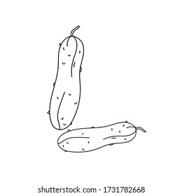 Cumbonas vegetales. Verduras negras y blancas. Contorno dibujado por vectores y silueta simple ilustración. Eco-producto.