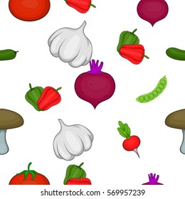 Vegetable culture pattern. Cartoon illustration of vegetable culture vector pattern for web