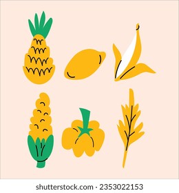 Vegetable cute illustration sticker set