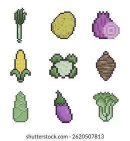 vegetable cute retro pixel art