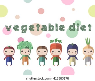 vegetable diet card with cute and funny vegetables boys