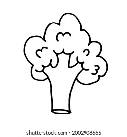 Dodle vegetal brócoli. Comida fresca, saludable y vegana. Ilustración dibujada a mano. 
