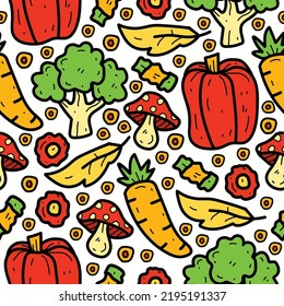 Vegetable doodle cartoon pattern illustration design