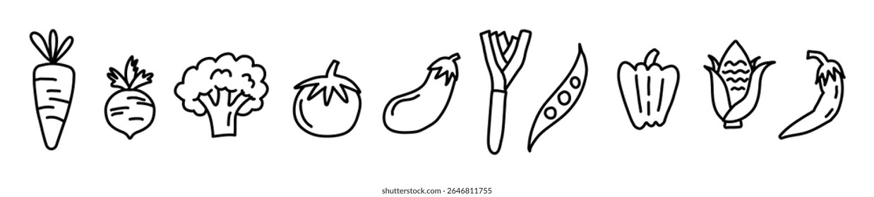 Icono de dibujo a mano de doodle de verduras Comida saludable Vegies Grunge dibujado