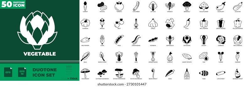 Conjunto de ícones editáveis de duotone vegetal