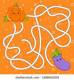 Vegetable Eggplant Pumpkin Maze Game Kids Stock Vector (Royalty Free ...