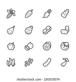 vegetable element vector black icon set on white background