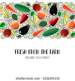 Vegetable elements set. Concept for farmers market, organic food, grocery store, cafe, restaurant, food. Natural product, vegetarian, fresh, natural, design. Frame, banner, flyer, poster, tag, badge