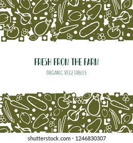 Vegetable elements set. Concept for farmers market, organic food, grocery store, cafe, restaurant, food. Natural product, vegetarian, fresh design. Frame, banner, flyer, poster, tag, badge
