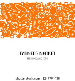 Vegetable elements set. Concept for farmers market, organic food, grocery store, cafe, restaurant, food. Natural product, vegetarian, fresh design. Frame, banner, flyer, poster, tag, badge