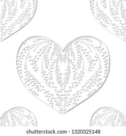 Vegetable elements in the shape of a heart. Vector drawing. Seamless pattern. Use printed materials, signs, posters, postcards, packaging.