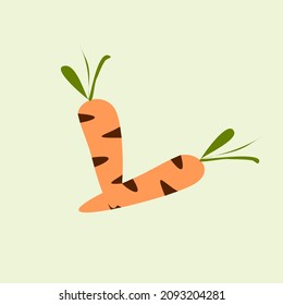 Vegetable flat design. Two carrots.