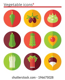 vegetable flat icons set in circles