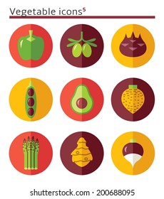 vegetable flat icons set in circles