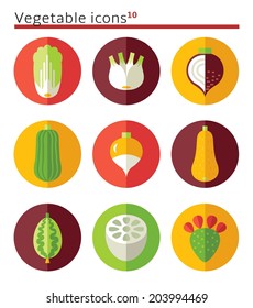 vegetable flat icons set in circles 