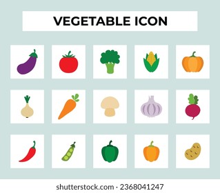 vegetable flat vector icon set 