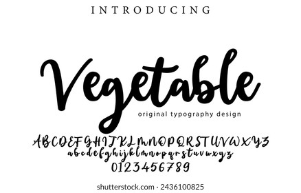 Vegetable Font Stylish brush painted an uppercase vector letters, alphabet, typeface