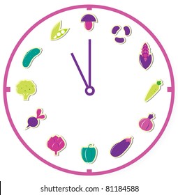Vegetable food icons collection isolated on white. Vector