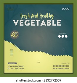 Vegetable Food Social Media Post Banner Or Instagram Post Banner Template Vector Layout