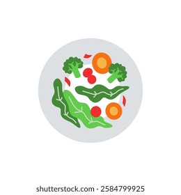 Vegetable food that has been served on a plate and is ready to eat. Flat Illustration design. Graphic elements suitable for infographics, user interface pages, application.