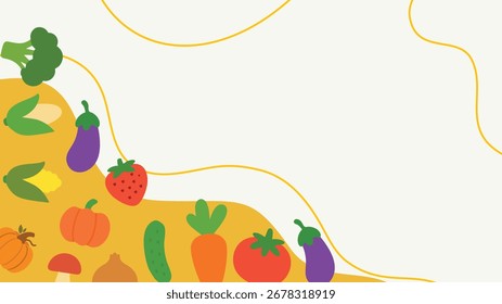 Marco vegetal frontera otoño cosecha orgánica fondo de alimentos saludables