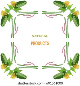 Vegetable Frame with Cucumber, Asparagus and Red Beans. Natural food.
