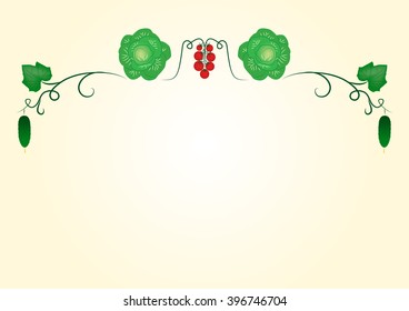 Vegetable frame made from cucumber, tomato and cabbage