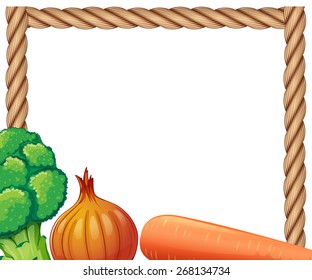 Vegetable frame on white background