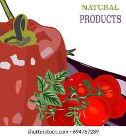Vegetable Frame with peppers, tomato and eggplant. Natural Products.