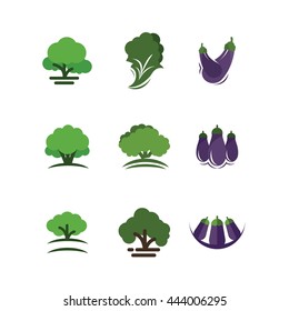 Vegetable Fresh Food Healthy Green Vegetarian Logo Icon Vector