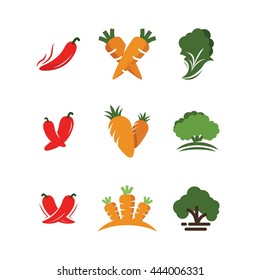 Vegetable Fresh Food Healthy Green Vegetarian Logo Icon Vector