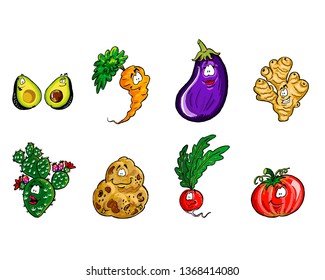 Vegetable friends cartoons vectors